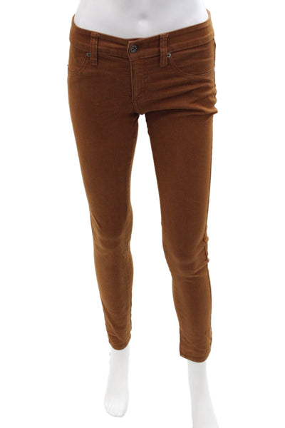 Carmar Womens Ankle Jeggings Brown Button Size 26