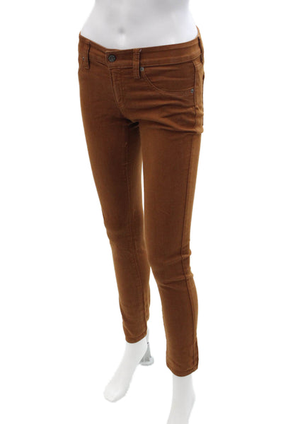 Carmar Womens Ankle Jeggings Brown Button Size 26