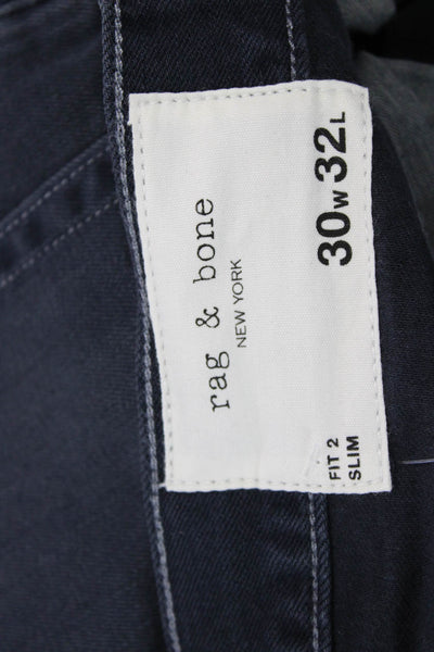 Rag & Bone Mens Straight Dark Blue Midrise Button Jeans 32 Inseam Size 30