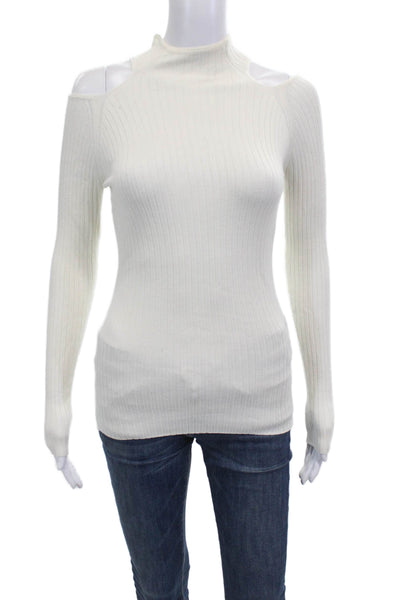 Jac Parker Unisex Pullover Sweater White Viscose Mock Neck Long Sleeve Size S