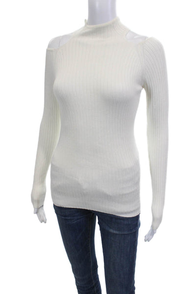 Jac Parker Unisex Pullover Sweater White Viscose Mock Neck Long Sleeve Size S
