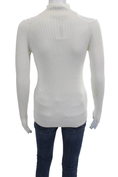Jac Parker Unisex Pullover Sweater White Viscose Mock Neck Long Sleeve Size S