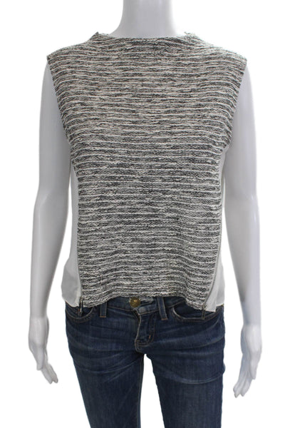 1 State Womens Gray Striped Sleeveless Crew Neck Tank Button Front Size M