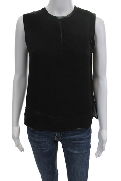 Vince Womens Basic Silk Tank Black Crew Neck Sleeveless Size S