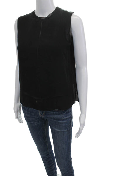 Vince Womens Basic Silk Tank Black Crew Neck Sleeveless Size S