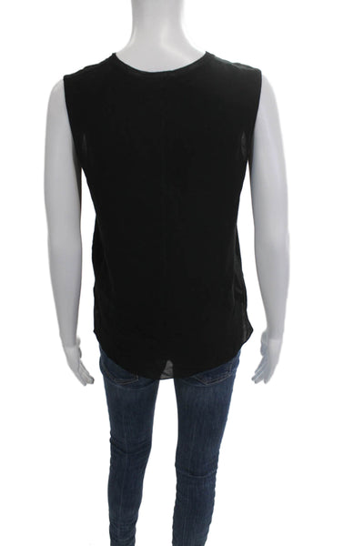 Vince Womens Basic Silk Tank Black Crew Neck Sleeveless Size S
