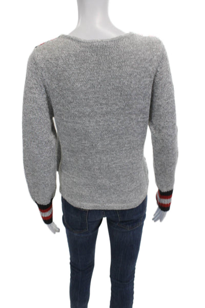 C/MEO Collective Unisex Pullover Striped V-Neck Acrylic Gray Sweater Size S