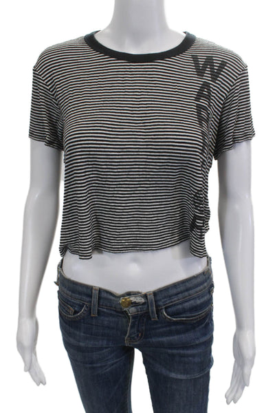 C/MEO Collective Unisex Pullover Striped V-Neck Acrylic Gray Sweater Size S