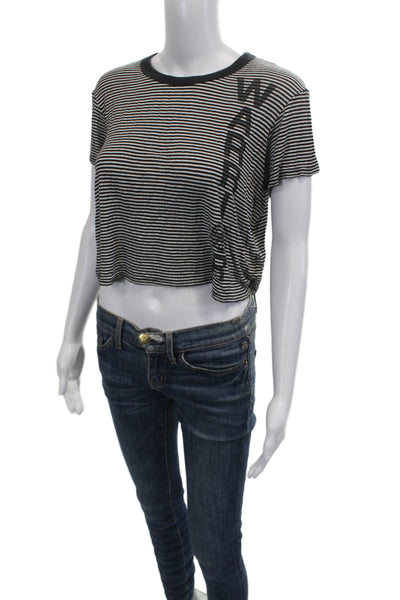 C/MEO Collective Unisex Pullover Striped V-Neck Acrylic Gray Sweater Size S