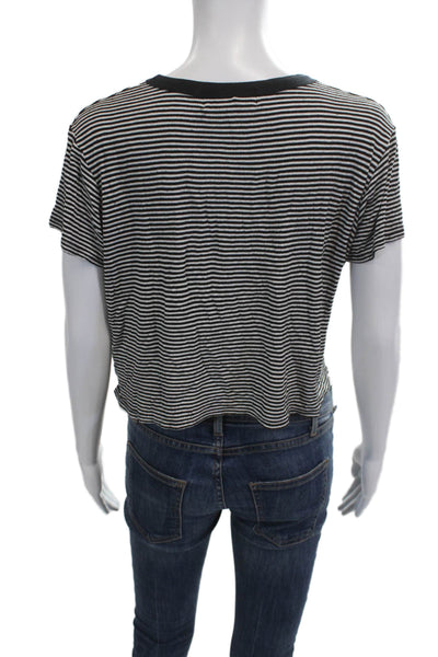 C/MEO Collective Unisex Pullover Striped V-Neck Acrylic Gray Sweater Size S