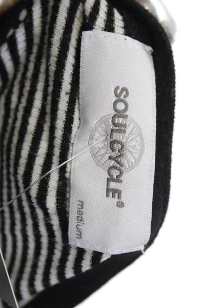 Soul Cycle Womens Cropped Ringer T-Shirt Black Striped Crew Neck Size M