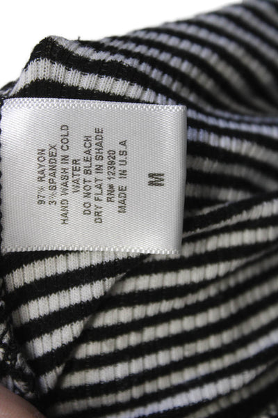Soul Cycle Womens Cropped Ringer T-Shirt Black Striped Crew Neck Size M