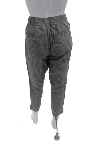 Athleta Womens Linen Cropped Ankle Pants Gray Button 25in Inseam Size 2
