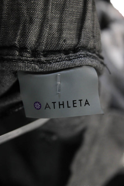 Athleta Womens Linen Cropped Ankle Pants Gray Button 25in Inseam Size 2