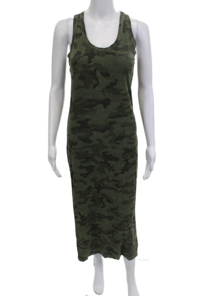 Sundry Womens Green Camouflage Sleeveless Tank Maxi Dress Cotton Size 1