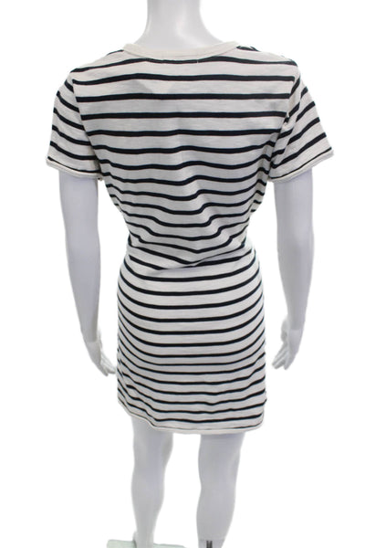 Rag & Bone Womens T Shirt Dress Black Striped Tie Waist Short Sleeve Size S