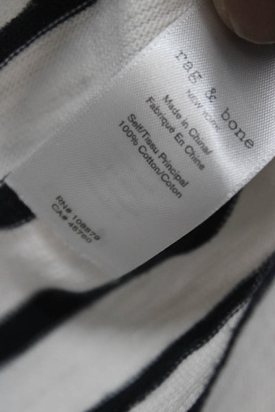 Rag & Bone Womens T Shirt Dress Black Striped Tie Waist Short Sleeve Size S