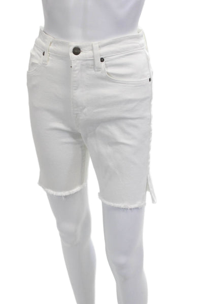 Frame Unisex Bermuda Shorts White Cotton Button Size 26
