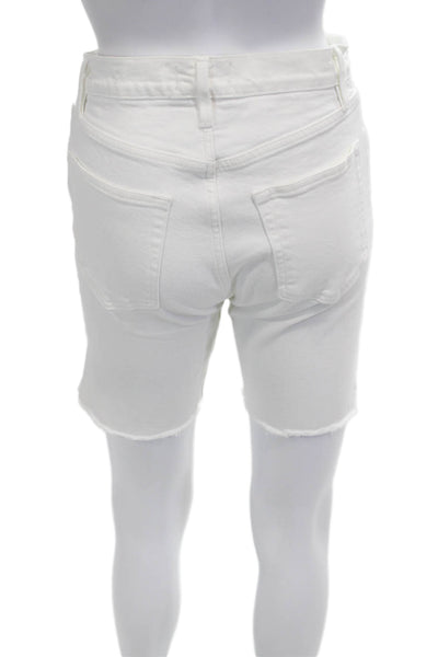 Frame Unisex Bermuda Shorts White Cotton Button Size 26
