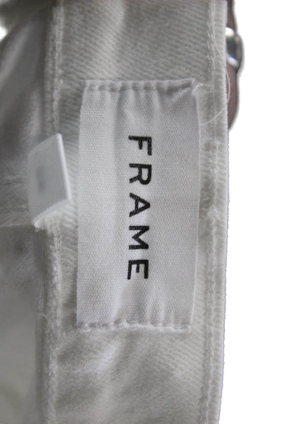 Frame Unisex Bermuda Shorts White Cotton Button Size 26