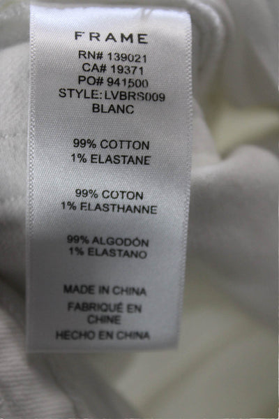 Frame Unisex Bermuda Shorts White Cotton Button Size 26