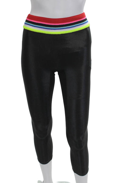 Noli Women Capri Cropped Leggings Black Nylon Spandex Size S