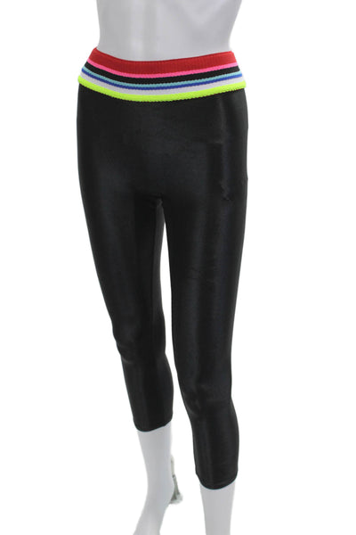 Noli Women Capri Cropped Leggings Black Nylon Spandex Size S