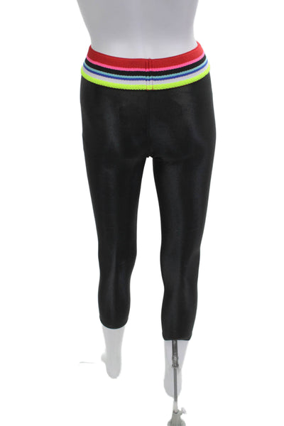 Noli Women Capri Cropped Leggings Black Nylon Spandex Size S