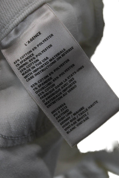 L'Agence Unisex Bermuda Shorts White Button Cotton Size 25