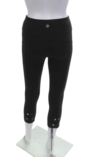 Athleta Women Capri Cropped Leggings Black Nylon Blend Size S
