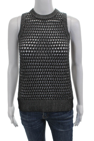 Minnie Rose Unisex Sleeveless Cashmere Cotton Vest Crew Neck Black Size XS