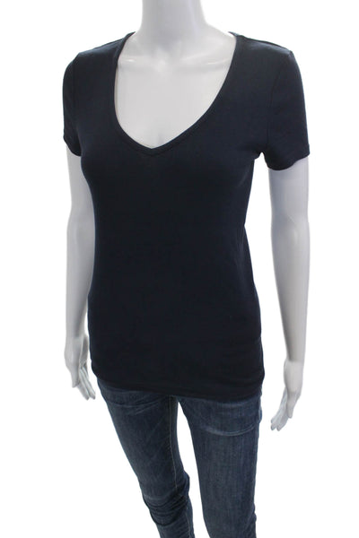 Michael Stars Womens Dark Blue V Neck Short Sleeve T-Shirt Size S