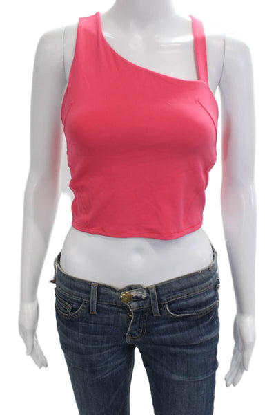 Lululemon Women Cropped Tank Pink Nylon Blend Button Solid Size S