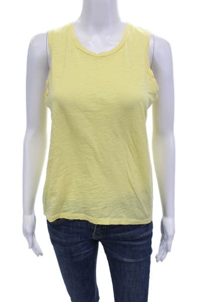 Goldie Womens Basic Sleeveless Tank Yellow 100% Pima Cotton Round Neck Size S