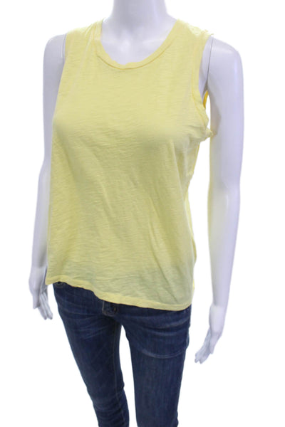 Goldie Womens Basic Sleeveless Tank Yellow 100% Pima Cotton Round Neck Size S