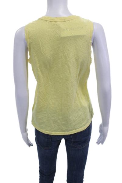 Goldie Womens Basic Sleeveless Tank Yellow 100% Pima Cotton Round Neck Size S