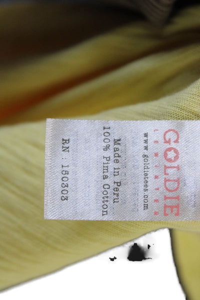 Goldie Womens Basic Sleeveless Tank Yellow 100% Pima Cotton Round Neck Size S
