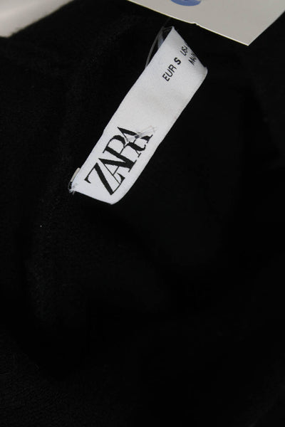 Zara Women Pullover Hoodie Black Viscose Polyester Nylon Long Sleeve Size S
