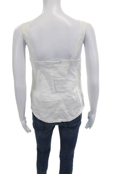 Zara Basic Womens Linen Square Neck Camisole White Boho Sleeveless Size XS