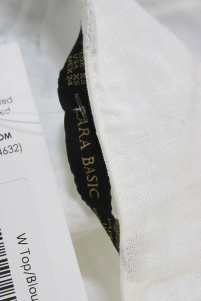 Zara Basic Womens Linen Square Neck Camisole White Boho Sleeveless Size XS