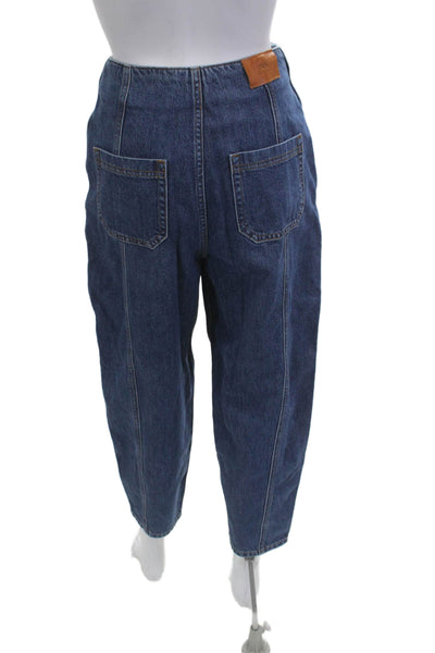 Zara Women Mom Cropped High Rise Dark Blue Jeans Size 00