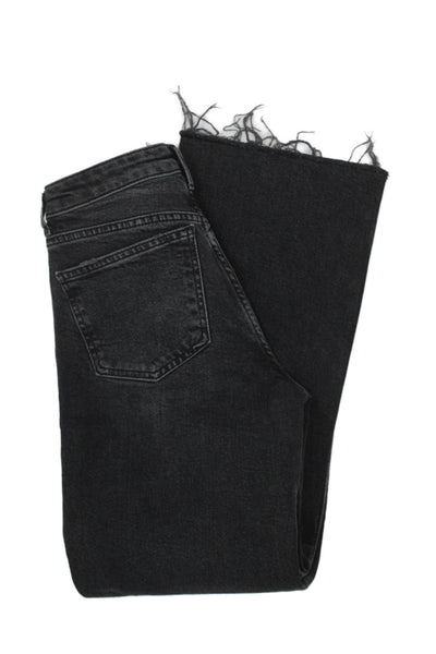 Trf Collection Zara Women Cropped Straight Black Jeans Cotton Elastane Size 2