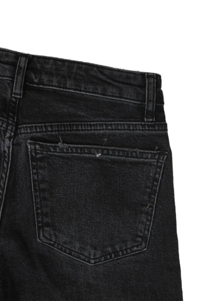 Trf Collection Zara Women Cropped Straight Black Jeans Cotton Elastane Size 2