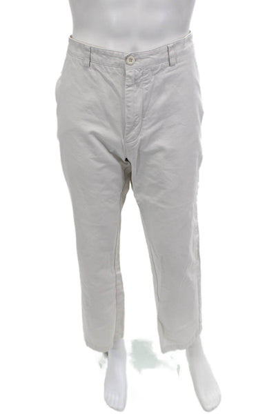 Vineyard Vines Mens Cropped Chino Pants White Button Cotton Beach Size 38