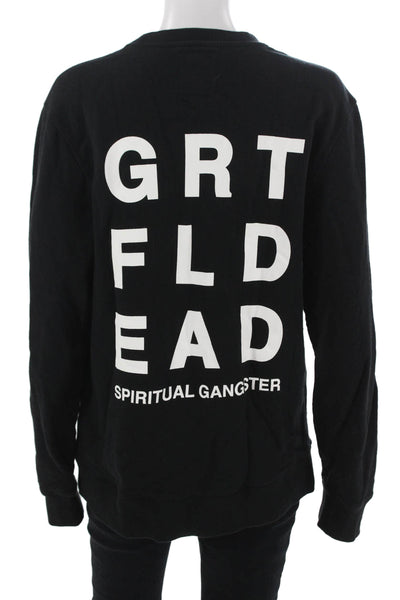 Spiritual Gangster Unisex Pullover Sweatshirt Black Graphic Long Sleeve Size M