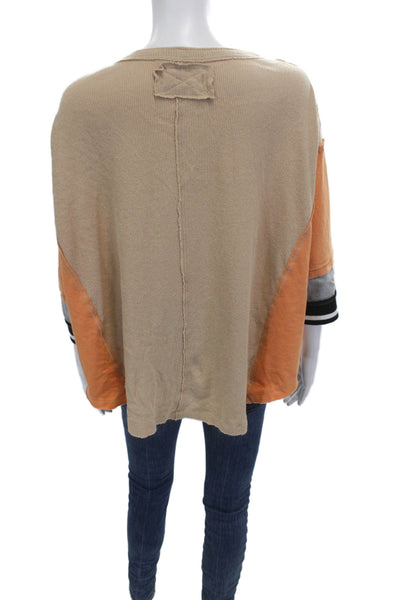 We The Free Women Tunic Button-Up Beige 3/4 Sleeve Cotton Size XS