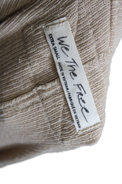 We The Free Women Tunic Button-Up Beige 3/4 Sleeve Cotton Size XS