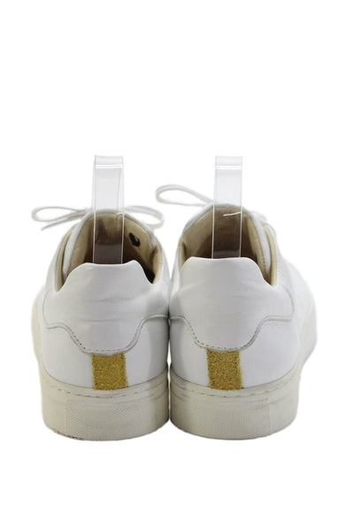 Posco Womens Leather Lace Up Low Top Sneakers White Size 9
