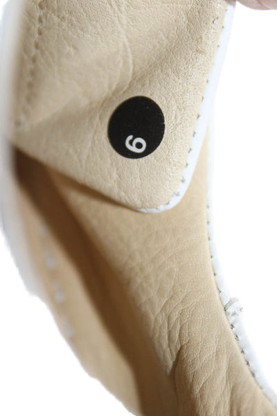 Posco Womens Leather Lace Up Low Top Sneakers White Size 9