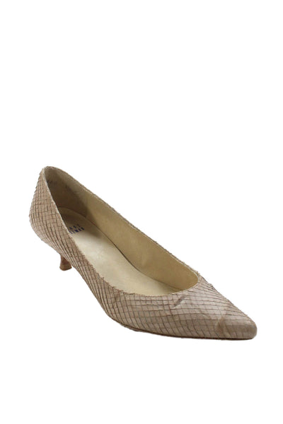Stuart Weitzman Womens Snakeskin Print Poco Pumps Tan Wood Beige Size 7.5 Medium